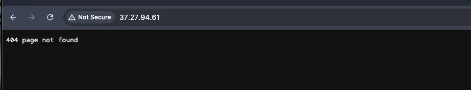 Browser showing page not found