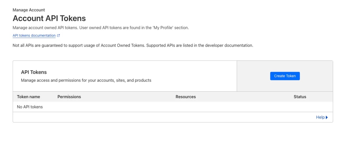 Creating an account API token