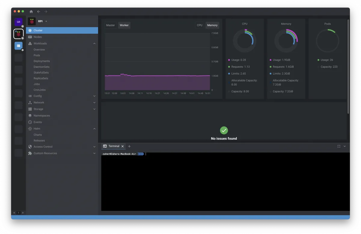 Raspberry Pi cluster view in OpenLens