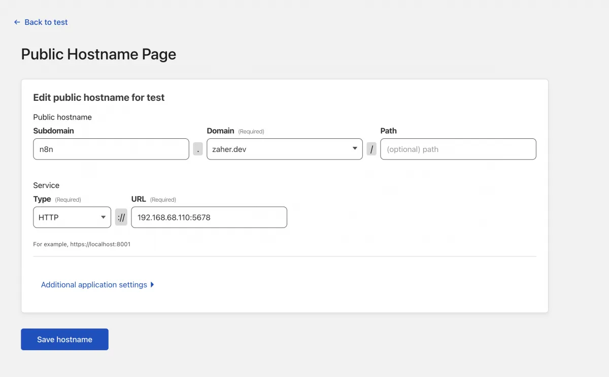 Adding a public hostname to the Cloudflare tunnel